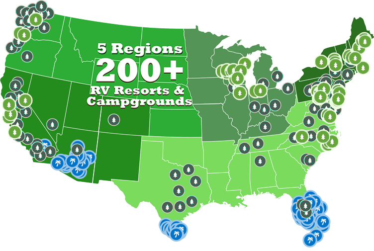 5 Regions 200+ | RV Resorts and Campgrounds